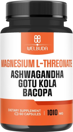 [BRSROGANDN7WOCYZ] Magnesium L-Threonate Capsules 1010mg - 5in1 with Ashwagandha Root, Gotu Kola Leaf & More - Позитивний настрій, Brain Здоров'я, Можливість пам'ятати, Концентрація та підтримка виробництва енергії - 60 Капсули