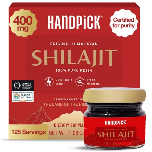 [BRSRAGQKBEPQEGTO] HANDPICK 400 mg Ultra Concentrated Pure Himalayan Shilajit Resin | 75% Fulvic Acid, 85+ Minerals | Feel Masculinity, High Potency, Strength & Stamina I Lab tested for purity I 50 gm (125 servings)