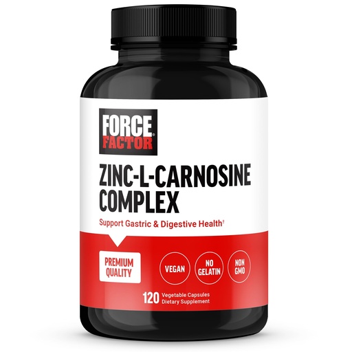 [BRSRAFL5O4FAK2TZ] Force Factor Zinc L-Carnosine Capsules to Support Gastric and Digestive Health, Digestion and Bloating Supplement, Vegan, Non-GMO, No Gelatin, 120 Capsules