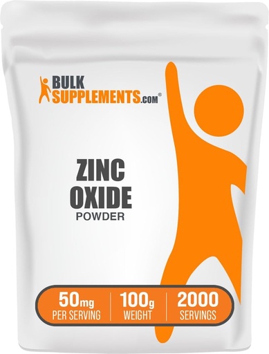 [BRSWIFD6CUMBUFLA] BulkSupplements.com Zinc Oxide Powder - Zinc Oxide Supplement, Mineral Supplement for Immune Support - Gluten Free, 50mg per Serving, 250g (8.8 oz) (Pack of 1)