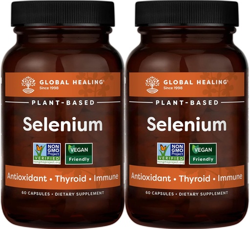 [BRSWGAQ7OAAWA3YU] Global Healing Center Selenium 200mcg 2-Pack, Pure Selenium Supplement with Organic Ingredients, Antioxidants for Thyroid & Immune Health for Men & Women - More Than Selenium 100 mcg (60 Capsules)