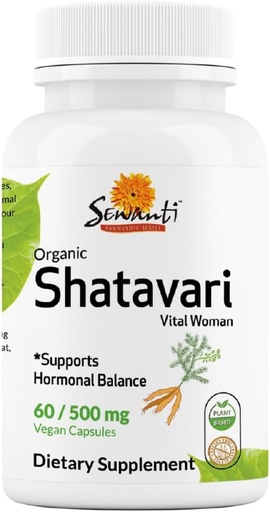 [BRSW2BD2BMNQIAA4] Sewanti Shatavari Capsules – Herbal Supplement for Female Hormonal Balance, Healthy Reproductive and Lactation 60 Vegan Capsules - 500mg