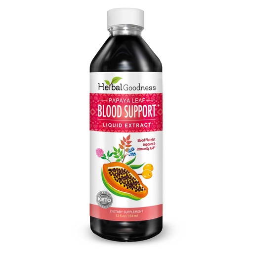 [BRSWYH37OIIGYC3A] Papaya Leaf Blood Support Liquid - 15X Strength - Papaya Leaf Extract - Healthy Platelets, Blood Cleanse, Digestion, Papaya Enzyme -12oz Liquid - Herbal Goodness (1 bttl)