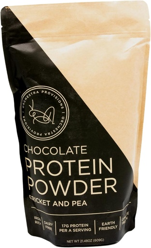 [BRSW2ZD6PICWY33J] Chocolate Cricket and Pea Protein Powder Blend, 17g of Complete Protein, Lactose-Free, Whey-Free