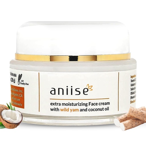 [BRSWGAQPB4GQ4AA4] Aniise Wild Yam Extra Moisturizing Face Cream with Coconut Oil - Wild Yam Cream for Menopause & Menstrual Relief - Stabilizes Hormone Levels - Anti-Aging Cream for Very Dry Skin - 1 oz