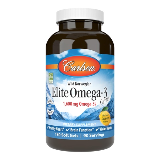 [BRSWIYILCUABMEAV] Carlson Labs Elite Omega-3 Gems Fish Oil 1250mg, 180 Softgels