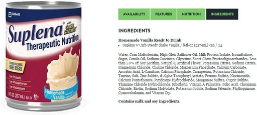 [BRSWI237OEGRWC3I] Suplena with Carb Steady Nutritional Supplement ( SUPLENA W/CARB STEADY, VAN, 8OZ CAN ) 24 Each / Case