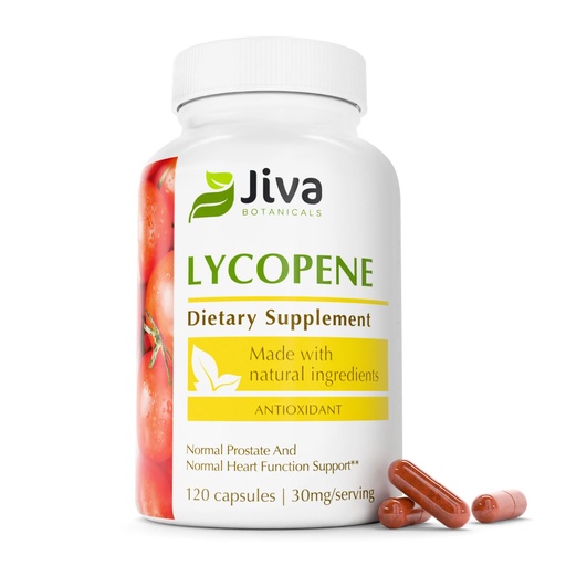 [BRSRMGD3B4IGK2QU] Jiva Botanicals - Lycopene Supplements for Men 30mg - Prostate Supplement for Men with Natural Tomato Extract - Prostate, Skin & Antioxidant Lycopene Supplement USA Made, Non GMO, Vegan, 120 Capsules