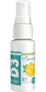 [BRSW2ZATOAJQAC3A] Vitamin D3 Spray for Adults (400 IU) - 50% RDV - Orange-Flavored, Gluten-Free, Non-GMO, Supports Bone Health and Immune System - 0.65 Fl Ounce