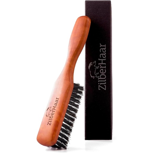 [BRSWIA34BEARGD34] Beard Brush by ZilberHaar - Stiff Boar Bristles for Men's Grooming - Straightens and Promotes Growth - Works with Beard Oil and Balm - For Beard Kits - 6 inches long