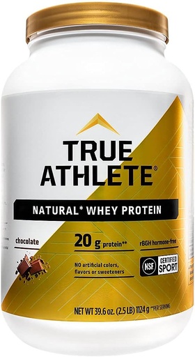 [BRSWIZALAYNBYDYV] True Atlete Natural Whey Protein - Chocolade, 20 g eiwit per portie - Probiotica voor de spijsvertering gezondheid, Hormone Gratis (2.5 pond poeder)