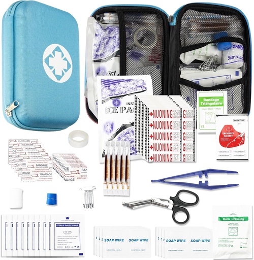 [BRSRM2Y6BUOQKHYV] Car-Home Survival First-Aid Kit Emergency-Kit - Blue 273Piece Equipment Travel Supplies First Aid Set Home Essentials Camping Hiking YIDERBO