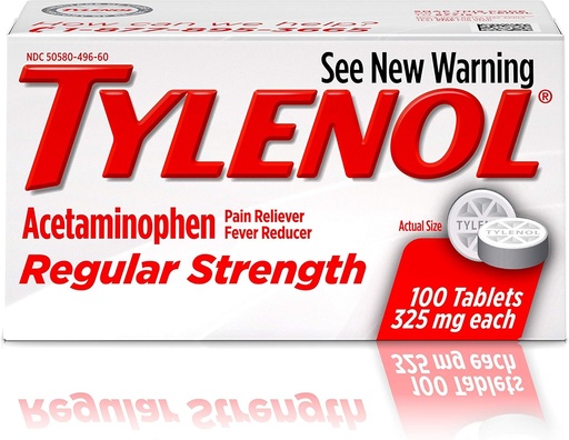 [BRSWI2QGBICRY2I7] Tylenol Reg Strngth 100's Small 100ct Tylenol 325 Mg 常规强度疼痛救世主