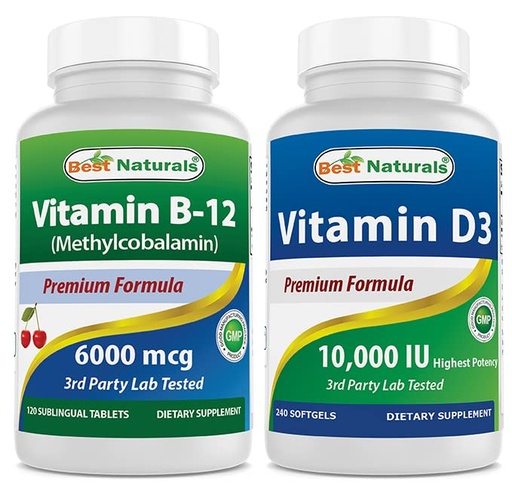 [BRSRMBAHCMCW2DLU] Best Naturals Vitamin B12 6000 mcg & Vitamin D3 10000 IU
