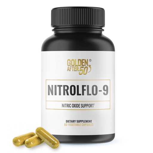 [BRSRAYYFBAHQ2YD2] Golden After 50 NitrolFlo-9 - Nature-Powered Nitric Oxide Supplement with Pomegranate Extract, Grape Seed, and S7® - Supports Nutrient Circulation and Optimal Energy - 60 Capsules