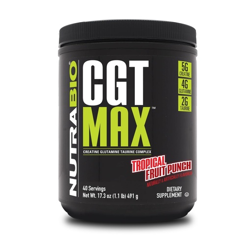 [BRSWIZY4BEDR62TY] NutraBio CGT-MAX Powder- Creatine, Glutamine and Taurine to Support Muscle Recovery and Strength - 40 Servings - Tropical Fruit Punch…