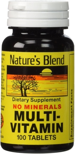 [BRSWIZQCCQHBYH34] Nature's Blend Multi-Vitamin No Minerals 100 Tabs (Model: 3824)