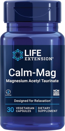 [BRSRMZL4CV4AI3IU] Life Extension Calm-Mag, Magazine Ацетил тауринат, Daily Stress Management Formula, Подпомага спокойствието и релаксацията, Gluten-Free, Non-GMO, Vegetarian, 30 капсули