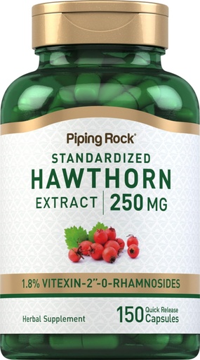 [BRSROBIDOUCB4HT2] Piping Rock Hawthorn Berry Capsules | 250mg | 150 Pills | Herb Extract Supplement | Non-GMO, Gluten Free