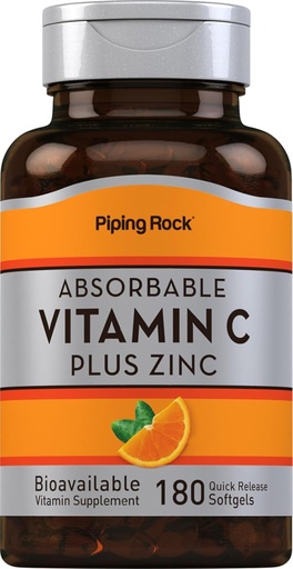 [BRSRMHADDMFWC2DA] Absorbuojamas Vitaminas C Plus Cinkas, 180 Greitas spaudai Softgels