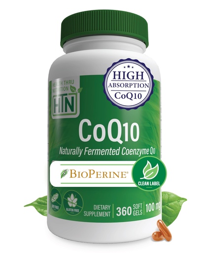 [BRSWIFIQPN4G23TG] Health Thru Nutrition CoQ-10 100mg with BioPerine 360 Softgels | High Absorption Naturally Fermented USP Grade Coenzyme Q10 Supplement | 3rd Party Tested | Heart Health and Energy Support