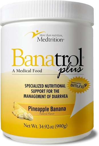 [BRSRAYIDOF5GCGQ6] Medtrition Banatrol® Natural Anti-Diarrheal with Prebiotics, Relief from Chronic Diarrhea, IBS, Recurring Diarrhea, Clinically Supported Medical Food, Non-Constipating 90 Servings (Pineapple)