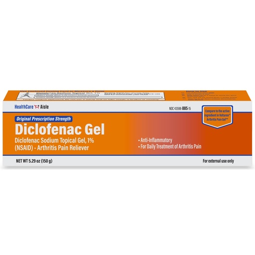 [BRSWYBT7OUPGGCDD] HealthCareAisle Diclofenac Gel, 1%, Arthritis Pain Relief - 150 g tube - Original Prescription Strength (NSAID)