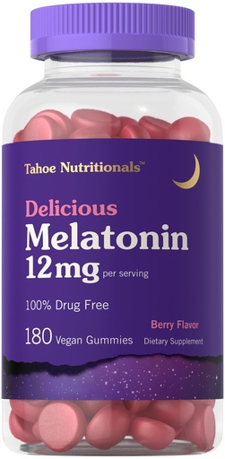 [BRSW2GL5AQBRQAL5] Carlyle Tahoe Nutritionals Melatonin Gummies 12mg | 180 Count | Berry Flavor Gummy | Drug Free Supplement | Vegan, Non-GMO, Gluten Free