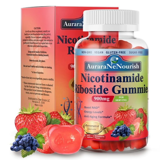 [BRSRAALQOECWYGYU] NAD Supplement Gummies Sugar-Free, NAD Nicotinamide Riboside Resveratrol 900mg w. Quercetin, Collagen Biotin & Vitamin, High Potency NAD Resveratrol Supplements for Anti Aging, Energy, Focus