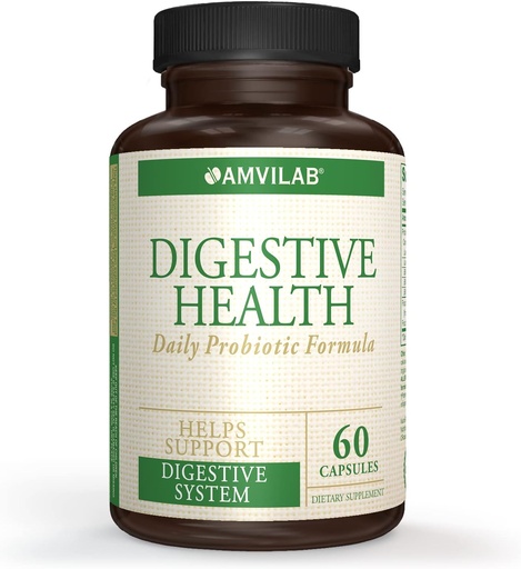 [BRSWG237BUMQ2GTA] Digestive Health Supplement,Daily Probiótico 7 bilhões de UFC por cápsula,5 Strains Essential Incluindo Lactobacillus GG. Suporta saúde intestinal e imune. 60 Cápsulas