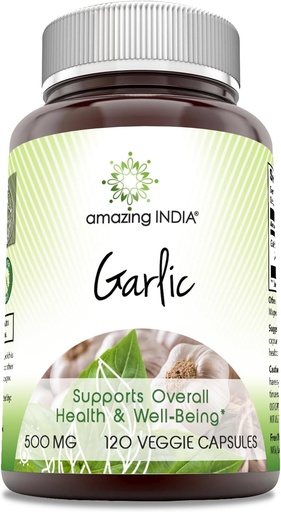 [BRSROGIDPICAEH3F] Amazing India küüslauk 500 mg 120 Veggie kapslite täiendus | Mitte- GMO | Gluteenivaba