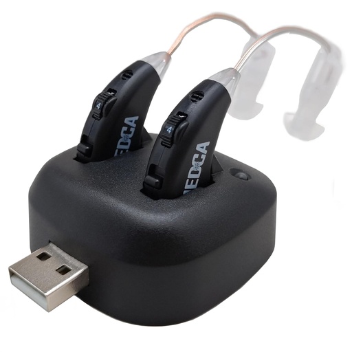 [BRSWGAQ6BMCAA3D5] Digital Hearing Amplifiers - Rechargeable Premium BTE Personal Sound Amplifier Pair with USB Dock, Behind the Ear Hearing Enhancement Devices with Long Lasting Battery Life, Black