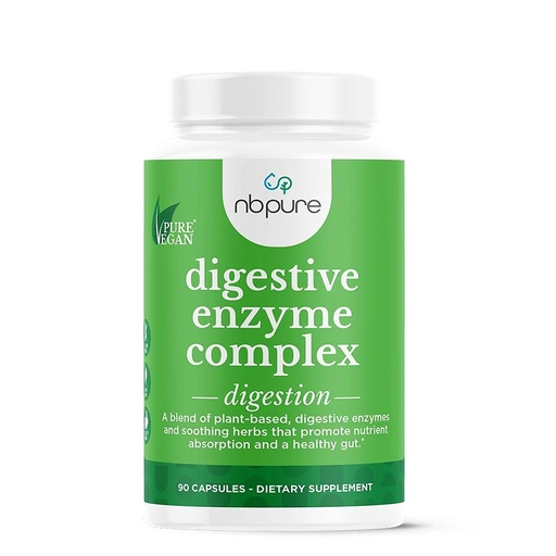 [BRSWIY35AEEGICD6] nbpure Vegan Digestive Enzyme Complex – Daily Bloating, Gas, & Food Digestive Support for Women & Men – 12 Enzymes & 3 Herbs – Lactase, Protease, Lipase, Ginger, Cinnamon, Peppermint + More