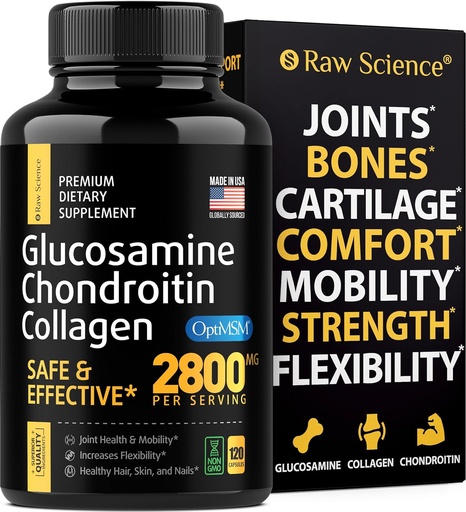 [BRSRMFIDBECBO3YZ] Glucosamine Chondroitin MSM Capsules - Joint Support Supplement for Adults, 2800 mg Triple Strength Vitamins: Glucosamine HCL, Chondroitin Sulfate with OptiMSM - Reduces Joint Discomfort, 120 Capsules
