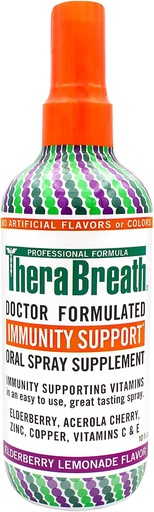 [BRSWYGQZOABQ4ELJ] TheraBreath Immunity Support Doctor Formulated Oral Spray Supplement, Elderberry Lemonade, 10 Ounce