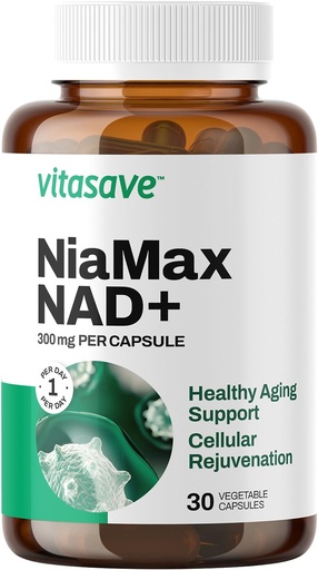 [BRSRAZDYB4FBSGTO] Vitasave NiaMax NAD+ Supplement – 300mg Niacinamide Riboside per Capsule – High-Potency NAD+ Precursor for Energy, Healthy Aging & Metabolic Function – Vegan, Non-GMO, Gluten-Free (30 Capsules)
