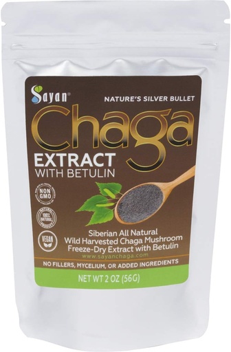 [BRSWK2TQPN5GAFT6] Sayan Siberian Chaga Mushroom Extract with Betulin Powder (2 oz) – Organic Antioxidant Blend – Support Immune System & Regulate Body Functions, Energy, Clarity, Wellness – Mix with Yogurt or Smoothies
