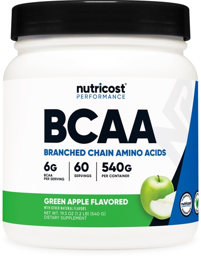 [BRSWKZIECR7RQCDG] Nutricost BCAA Powder 2:1:1 (Green Apple, 60 Servings)