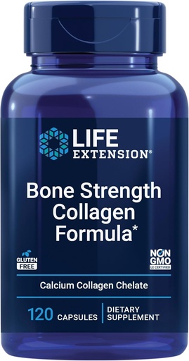 [BRSWIEIYOQOQ2C3G] Extensión de la vida Bone Strength Collagen Fórmula, Calcium Collagen chelate, Calcium fructoborate, Vitamin D3, Magnesium Citrate, Silicon, Boron, Gluten-Free, Non-GMO, 120 Capsules
