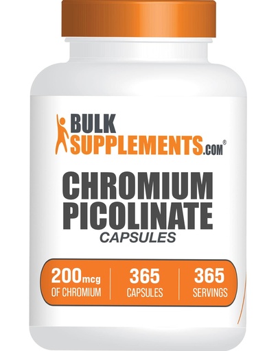 [BRSROEIYAUBBOYDZ] BulkSupplements.com Chromium Picolinate Capsules - Chromium Supplement, Mineral Supplement - Gluten Free, 1 Capsule per Serving, 365 Count (Pack of 1)