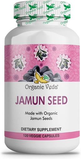 [BRSWICQLPMAROEQZ] Organic Jamun Seed Capsules, Indian BlackBerry -100% Natural Jamun Seed Supplement - Eugenia Jambolana Capsules Promotes Soft Radiant Skin, Energy & Overall Health - US FDA Registered - 120 Count