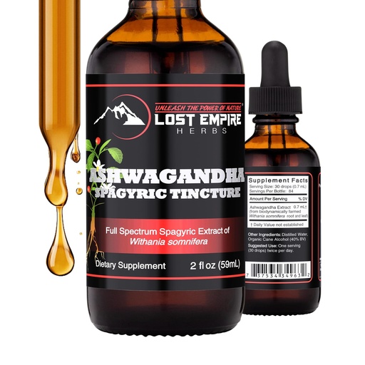 [BRSWKH33OAPAGFDO] Lost Empire Herbs Ashwagandha Spagyric Tincture - Liquid Drops Root Extract for Men, Women, Sleep, Cortisol - Best Ashwagandha Supplement USA Grown Organic (2 fl oz)