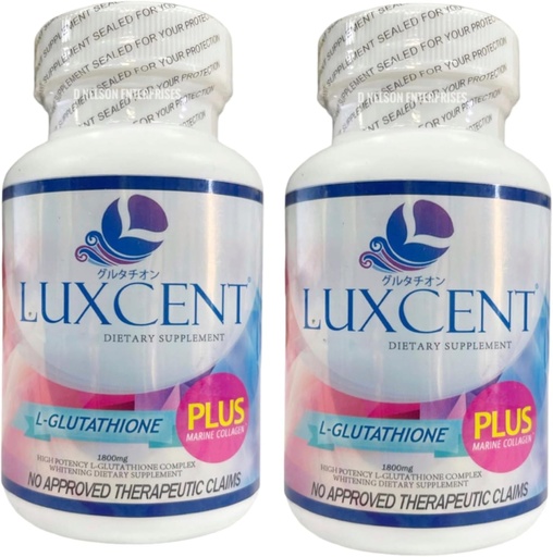 [BRSROBL3PMCAE3LZ] Generic 2 Bottles Luxcent Glutathione Plus Capsules 1800mg, 60 Count