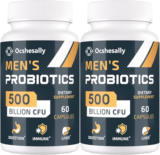 [BRSRAFI5OUBWE3LO] Probiotici per gli uomini, 500 miliardi di CFU & 12 Strains Mens probiotici, con Turmerico, Mirtillo, Goji - Probiotici per la salute digestiva, Gut, Immune & Bloating, Prostate & Urinary Tract Health, 120 Capsule