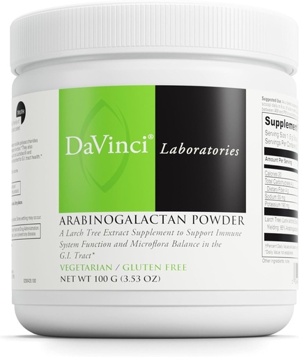 [BRSWIYQGCJYQIEDC] DAVINCI Labs Arabinogalactan Powder - Probiotic Support Supplement Aids Immune System, GI Health & Microflora Balance* - Prebiotic Fiber Supplement with Larch Tree Extract - 20 Servings (100 g)
