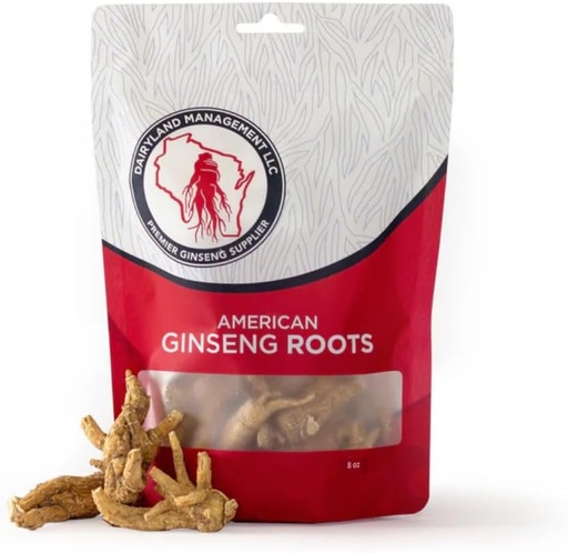 [BRSWGGALB4BB6HLL] Dairyland American Ginseng Roots 西洋参 - 8 oz Pack of Wisconsin Ginseng Root - Authentic American Ginseng - Non-GMO, Gluten Free Whole Ginseng - Use This Herbal Supplement in Soup, Tea, Congee