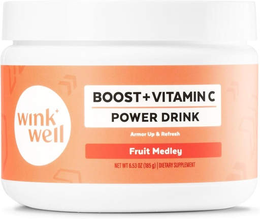 [BRSW2AA2OYMWYDTZ] Wink Well Boost Vitamin C Powder Energy Drink for Immune Booster and Antioxidant Contains Vitamin C 100% Pure Ascorbic Acid, Vitamin D3 Cholecalciferol Magnesium, and Zinc 30 Servings