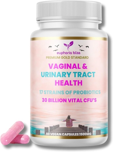 [BRSRO2YNDEMWCEL3] Vaginal Probiotics for Women pH Balance, Prebiotics & Probiotic Blend, Natural Vaginal Health & Urinary Tract Supplement with Cranberry, Garlic & More, For Healthy Vaginal Flora & Odor, 60 Vegan Caps