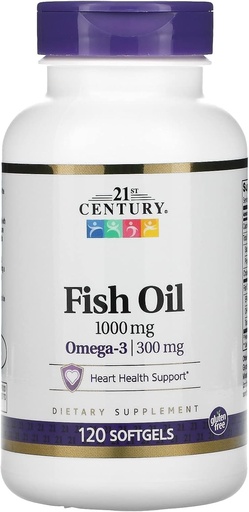 [BRSWIZAFPMFWAF32] 21st Century Fish Oil, 1,000 mg, 120 Softgels