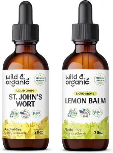 [BRSRAGI7BMFGEDIV] Wild & Organic St John's Wort Tincture 2 fl oz & Lemon Balm Tincture 2 fl oz